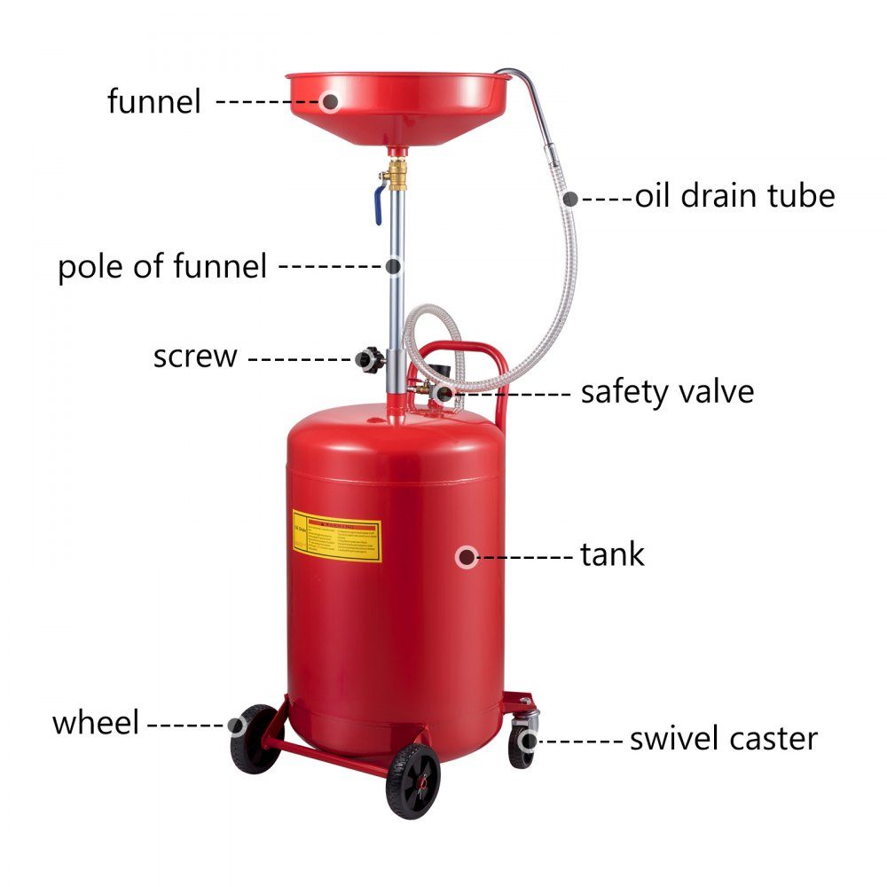 Waste Oil Drain Tank Portable Oil Drain 75.7L Air Powered Drain