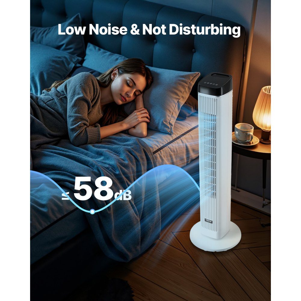 Tower Fan 6.7m/s Speed ​​Evaporative Air Cooler 70° Oscillating Fans with 3 Speeds 4 Modes 12 Hour Timer Remote Control for Bedroom Office Home