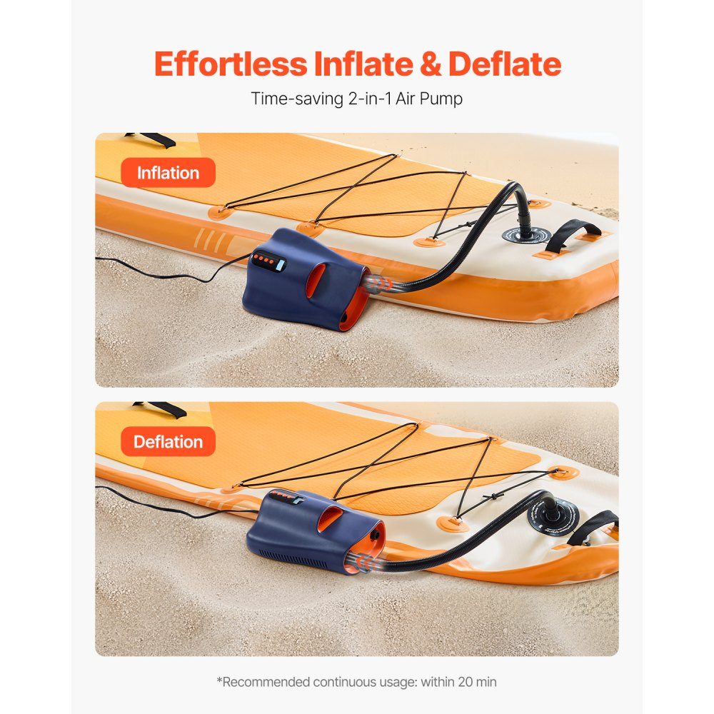 Paddleboard-Pumpe (22 PSI), zweistufige elektrische SUP-Luftpumpe mit automatischer Abschaltung und 12-V-Gleichstromanschluss, Aufblasen und Luftablassen, ideal für aufblasbare Paddleboards, Zelte, Matratzen