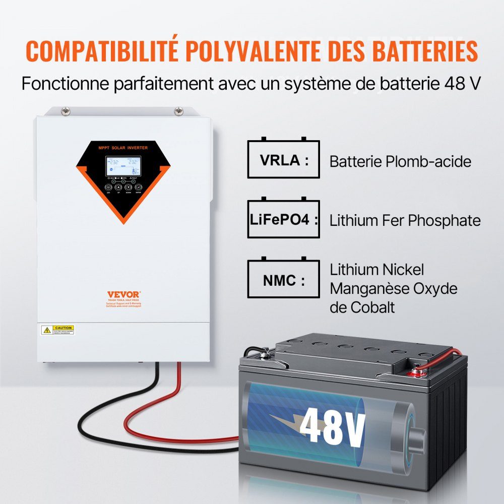2 in 1 Hybrid Solar Inverter 5500W Solar Inverter 11000 VA Pure Sine Wave MPPT LCD Display 3 Charging Modes (Solar Charge, Grid Charge, Hybrid Charge) and 4 Output Modes (UTL, SOL, SBU, SUB)