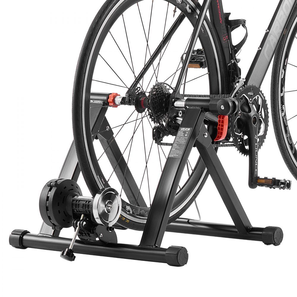 Bike Roller Trainer, Bike Trainer for 24-27"/700C Wheels, 6 Level Resistance, Foldable Magnetic Bike Trainer, Exercise Bike with Quick Release and Front Wheel Pad, Black