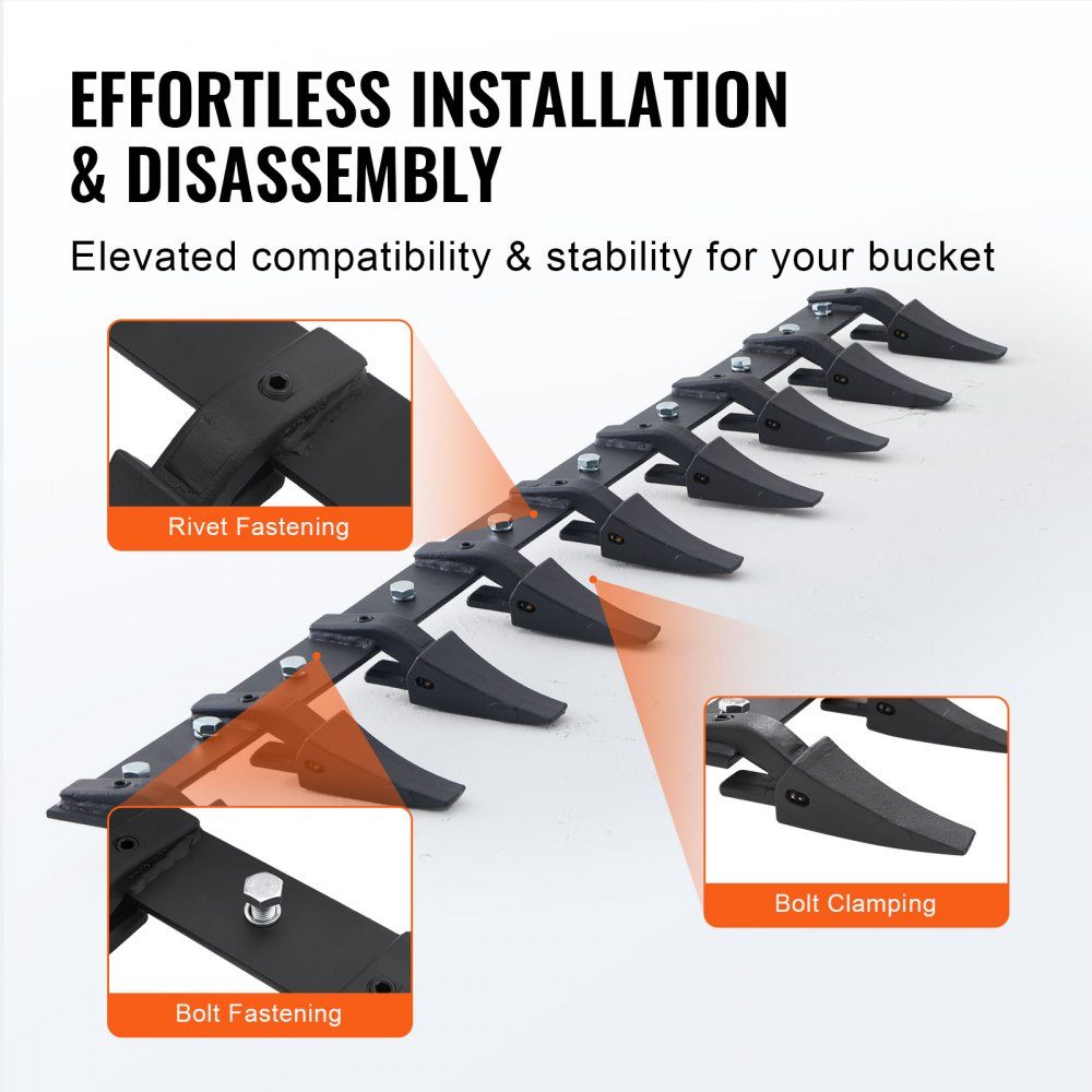 Shovel Stand, 1.8m Heavy Duty Tractor Shovel, 9 Tooth Rail for Loader, Tractor, Skid Steer, 2000kg Load Capacity, Bolt-on Design, for Efficient Soil Excavation and Shovel Protection