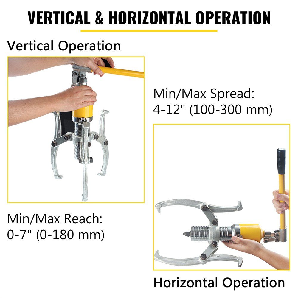 15T Hydraulic Puller, Hydraulic Wheel Hub Puller, Flywheel Puller, 3 Jaw Hydraulic Gear/Bearing/Wheel Bearing Puller, 180mm Maximum Reach, Hydraulic Bearing Puller