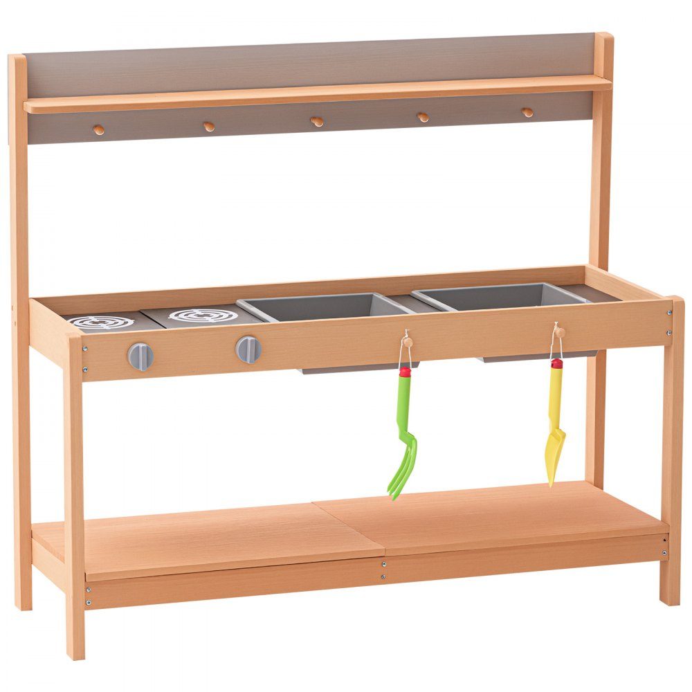 Mud kitchen 1000x360x885 mm, children's kitchen, wooden toy play kitchen set with accessories, outdoor play set, role play outdoor kitchen for boys and girls, toddler play kitchen with stove and sink