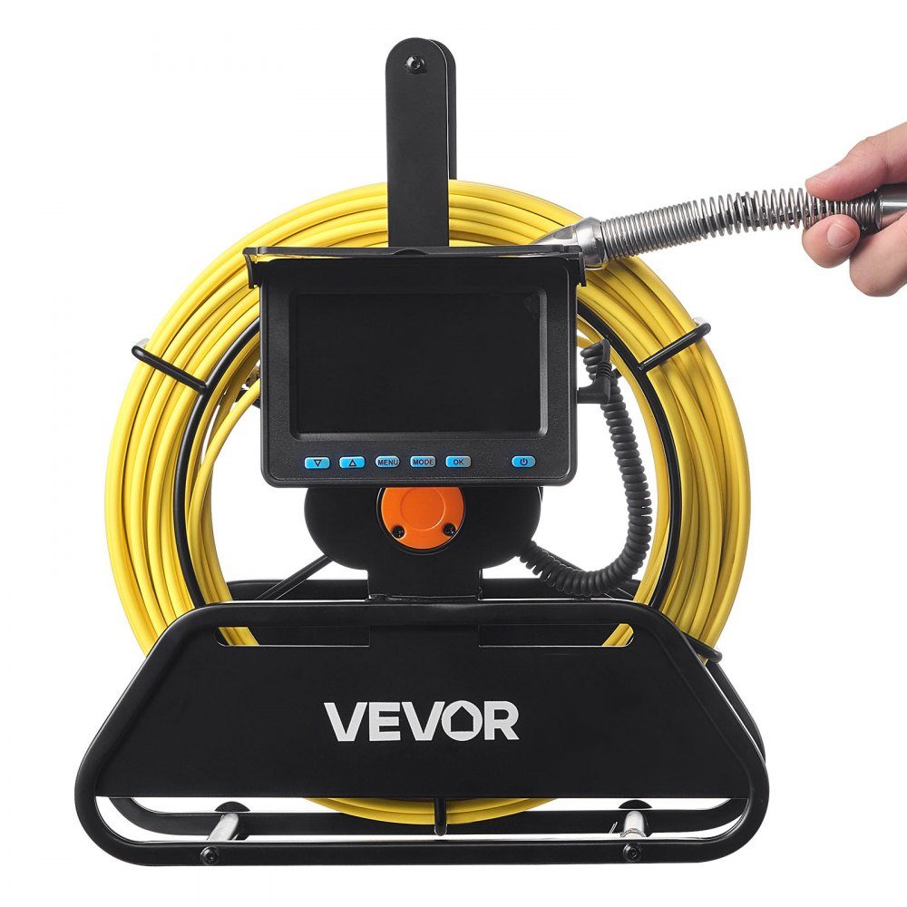 Sewer Camera, 50m Self-Leveling Pipe Camera with 4.3" HD Screen, IP68 Waterproof, with Lighting (12 LEDs and 16GB Memory Card) for Sewer Pipes and Pipes