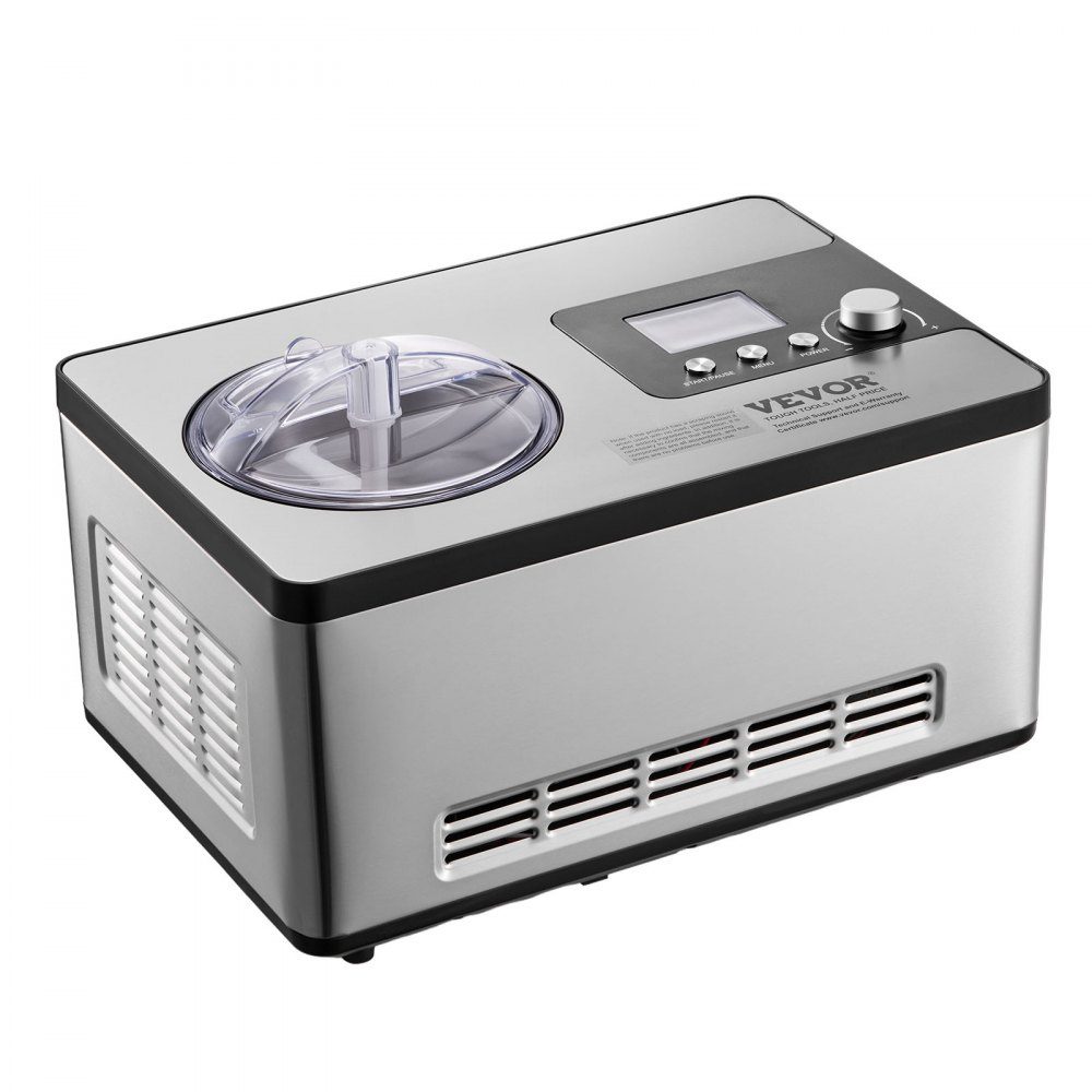 Compressor Ice Cream Machine Ice Cream Machine 2L, 180W Frozen Yoghurt Maker Ice Cream Machine 3 Modes Yoghurt Machine Household Portable Ice Cream Machine Sorbet Gelato Low Noise Silver Electric