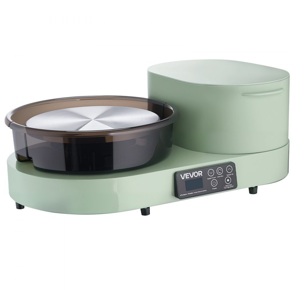 Töpferscheibe elektrisch 450 W, Töpferdrehmaschine 28 cm Drehteller (Aluminium), Töpfermaschine mit Fußpedal und 30–300 U/min einstellbarer Geschwindigkeit und Aluminiumgehäuse, für Anfänger DIY Tonkunst