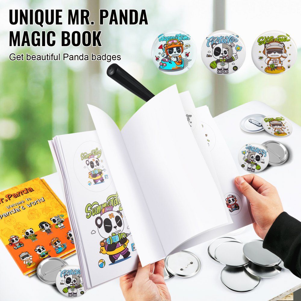 Button Maker Machine, 25mm (1 inch) Badge Punch Set, Pin Maker for Kids DIY Gifts, Button Making Accessories with 500 Button Pieces, Circle Cutter and Magic Book