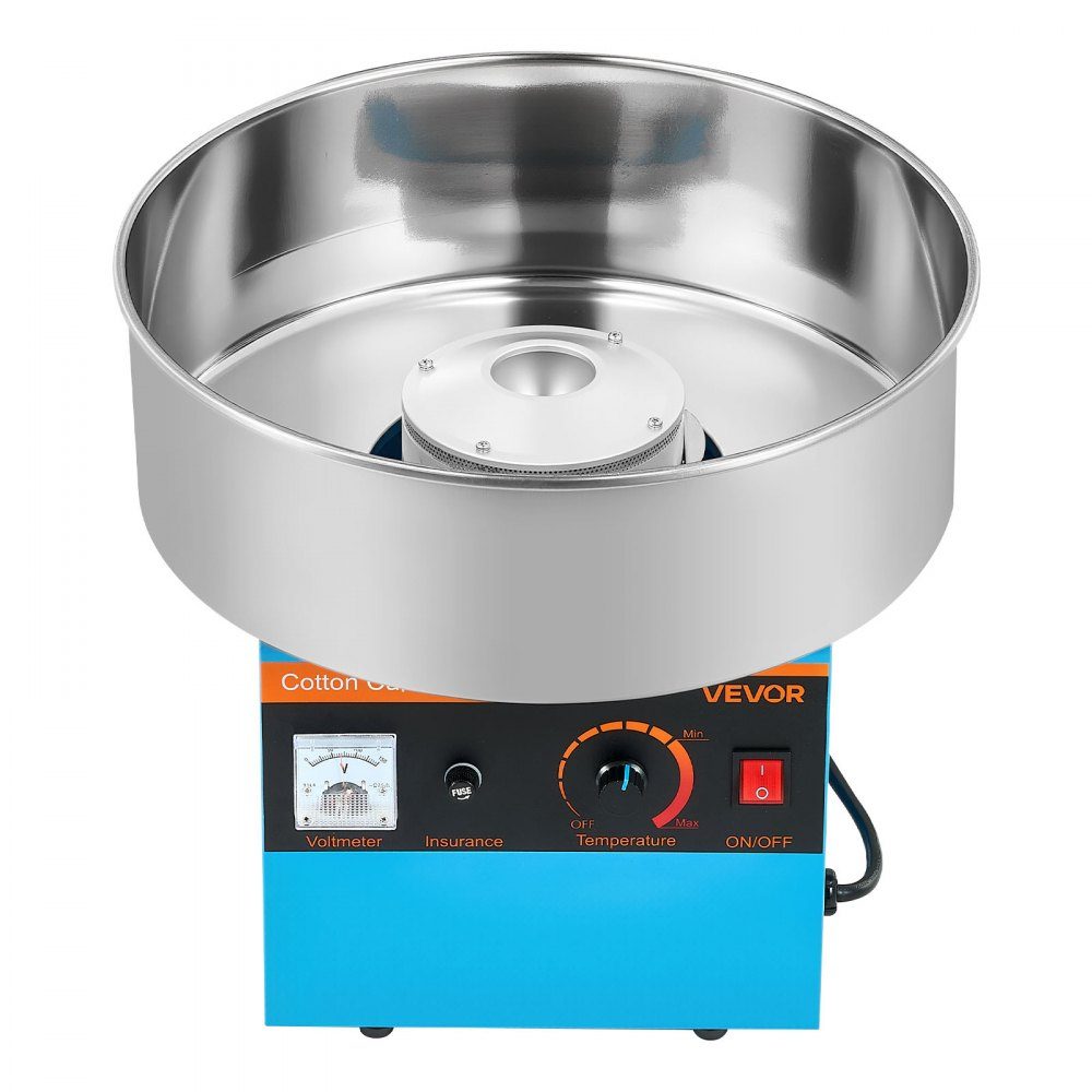 Cotton Candy Machine, 1000W Electric Cotton Candy Machine with 38cm Stainless Steel Bowl and Candy Spoon, Makes Cotton Candy for Home Birthdays, Family Reunions, Blue, 3500RPM