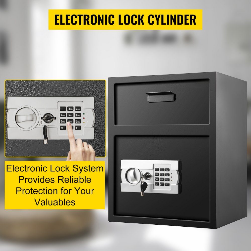 Safe Electronic furniture safe 48 L (36 x 30 x 45 cm), safe with electronic combination lock, safe furniture safe black, made of sturdy carbon steel, fireproof and waterproof, with LCD screen
