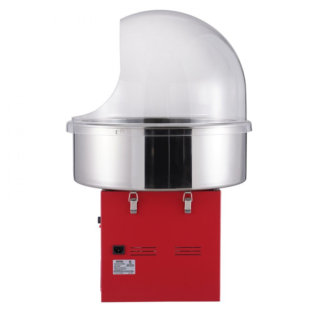Elektrische Zuckerwattemaschine, 1000 W Zuckerwattemaschine, kommerzielle Zuckerwattemaschine mit Abdeckung, Edelstahlschüssel, Zuckerschaufel, Schublade, perfekt für Familientreffen, Rot