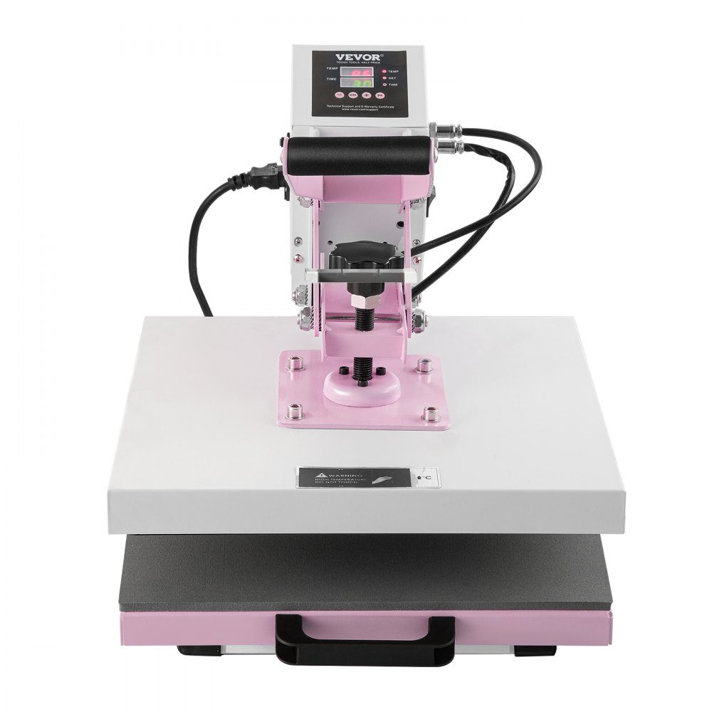 Warmtepers, 15x15 inch digitale warmtepers, uittrekbare warmteoverdrachtmachine, snelle en gelijkmatige verwarming, 2-laags isolatiekatoenen warmteoverdrachtmachine voor T-shirts/kussens/tassen, roze