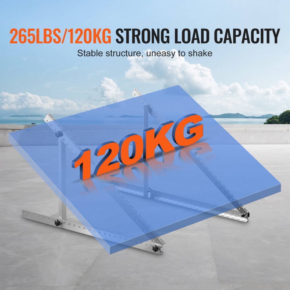 Zonnepaneelbeugels 50" 0-90° verstelbare zonnepaneelbeugels voor 100-550W zonnepanelen, lichtgewicht aluminium beugels met opvouwbare kantelpoten voor campers, daken, boten, off-grid