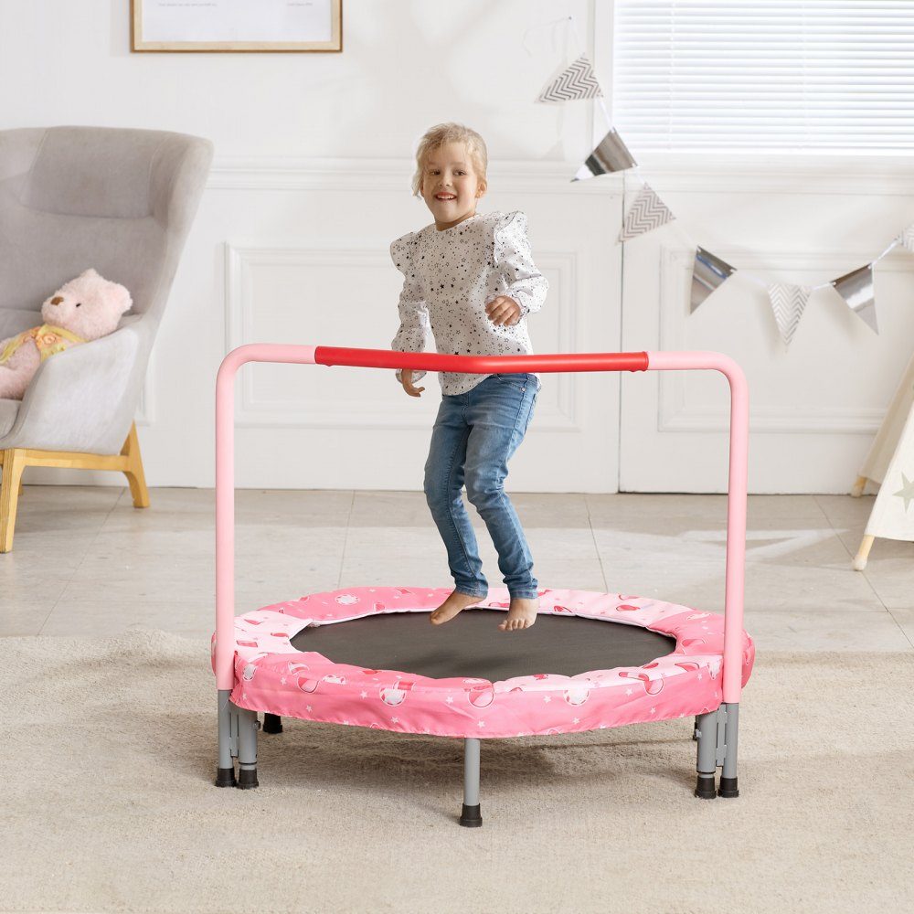 Children's Trampoline, Outdoor Trampoline, 36 Inch, Foldable Trampoline with Handle, Rebounder Trampoline, Garden Trampoline for Toddlers, Birthday Gift for Children Ages 3 and Up, 100kg Load Capacity, Red
