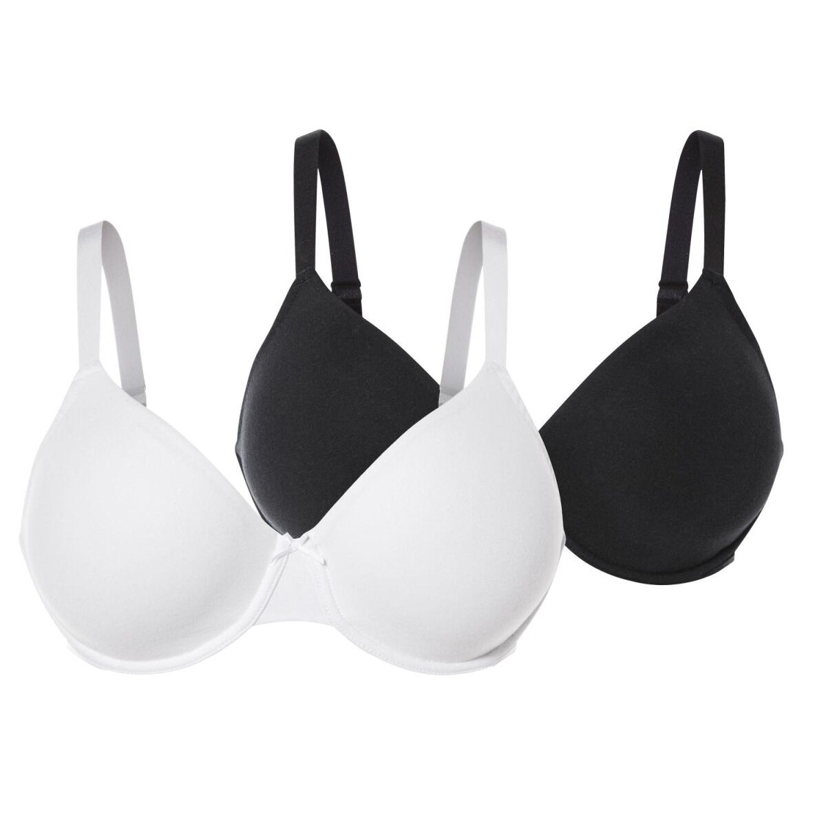 esmara® Damen Bügel-BH, 2 Stück, 90D, schwarz/weiß