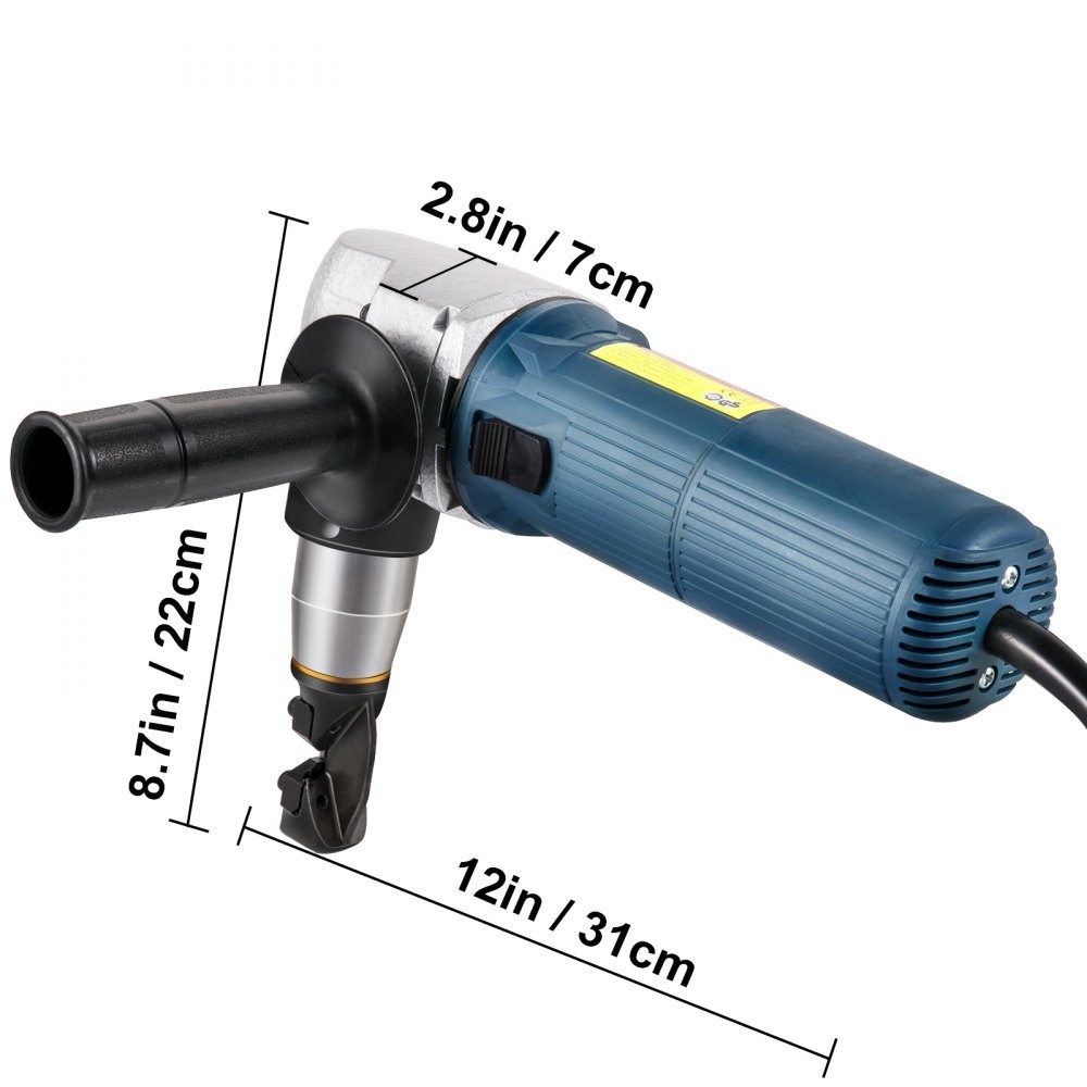 Cisailles à tôle électriques Grignoteuse à tôle 4 mm Grignoteuse à tôle 625 W Ciseaux grignoteuses 1000 tr/min dans le domaine de la tôle, des matériaux ondulés, des tuyaux, des profilés complexes, de l'acier inoxydable, du cuivre, de l'aluminium, du plas