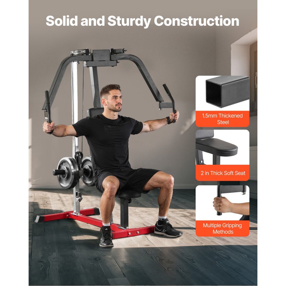 Vlindermachine speciaalapparaat (204 kg draagvermogen) voor het bovenlichaam voor de homegym, verstelbaar fitnessstation, voor spiertraining (borst, rug, achterste deltaspier)