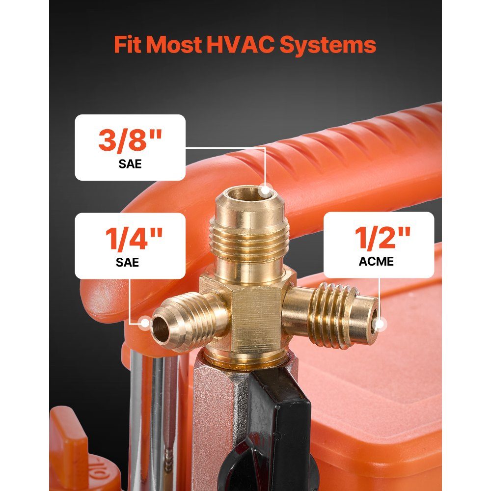 Vacuümpomp 7 CFM 198L/min, 2-traps, 550W, geschikt voor R134a, R22, R410a, R1234YF en R32, 4-polige motor, voor onderhoud van auto-airconditioning en harsontgassing, inclusief olie