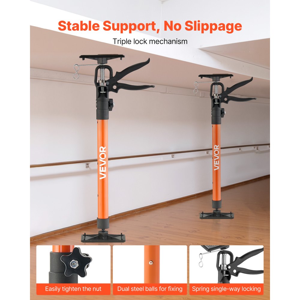 Einhand-Stütze, 2 Stück, Deckenstütze 53–155 cm, Teleskop-Stahlstütze, Montagestütze bis 70 kg Tragkraft für die Installation von Schränken, Heben von Trockenbauwänden, Frachtstangen Einhand-Stütze, 2 Stück, Deckenstütze 53–155 cm, Teleskop-Stahlstütze, Montagestütze bis 70 kg Tragkraft für die Installation von Schränken, Heben von Trockenbauwänden, Frachtstangen