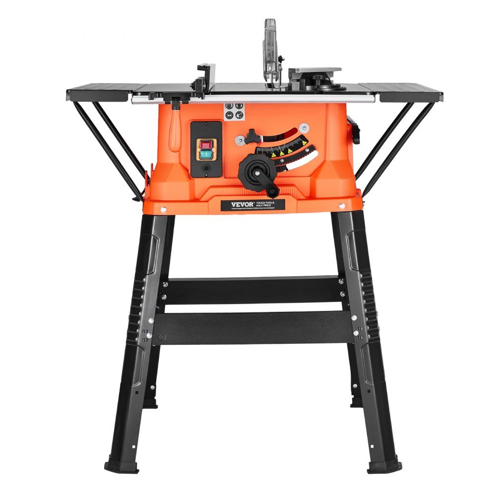 Scie à table avec support, 254 mm, 1800 W, scie circulaire de chantier, 200 mm max. performance de coupe, vitesse de coupe de 4800 tr/min, lame de scie avec 24-Zahn-, scie à onglet pour la construction de bois et de meubles