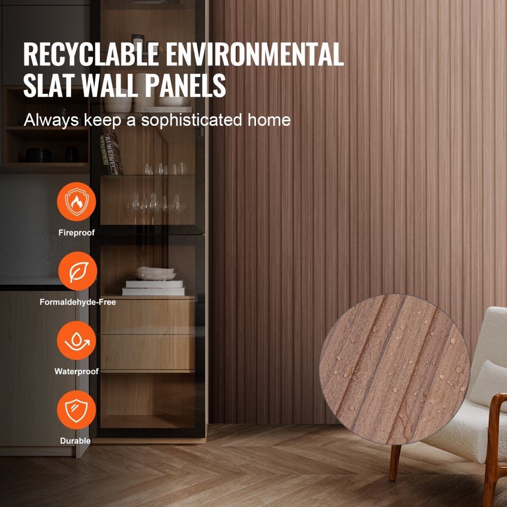 Akustikplatten, Set mit 8 Akustikplatten, 2450 x 166 mm, WPC-Akzent-Wandpaneele aus Holz für moderne Innenwände, Kunstholz-Wandpaneele für stilvolles Dekor und Geräuschreduzierung, graue Eiche