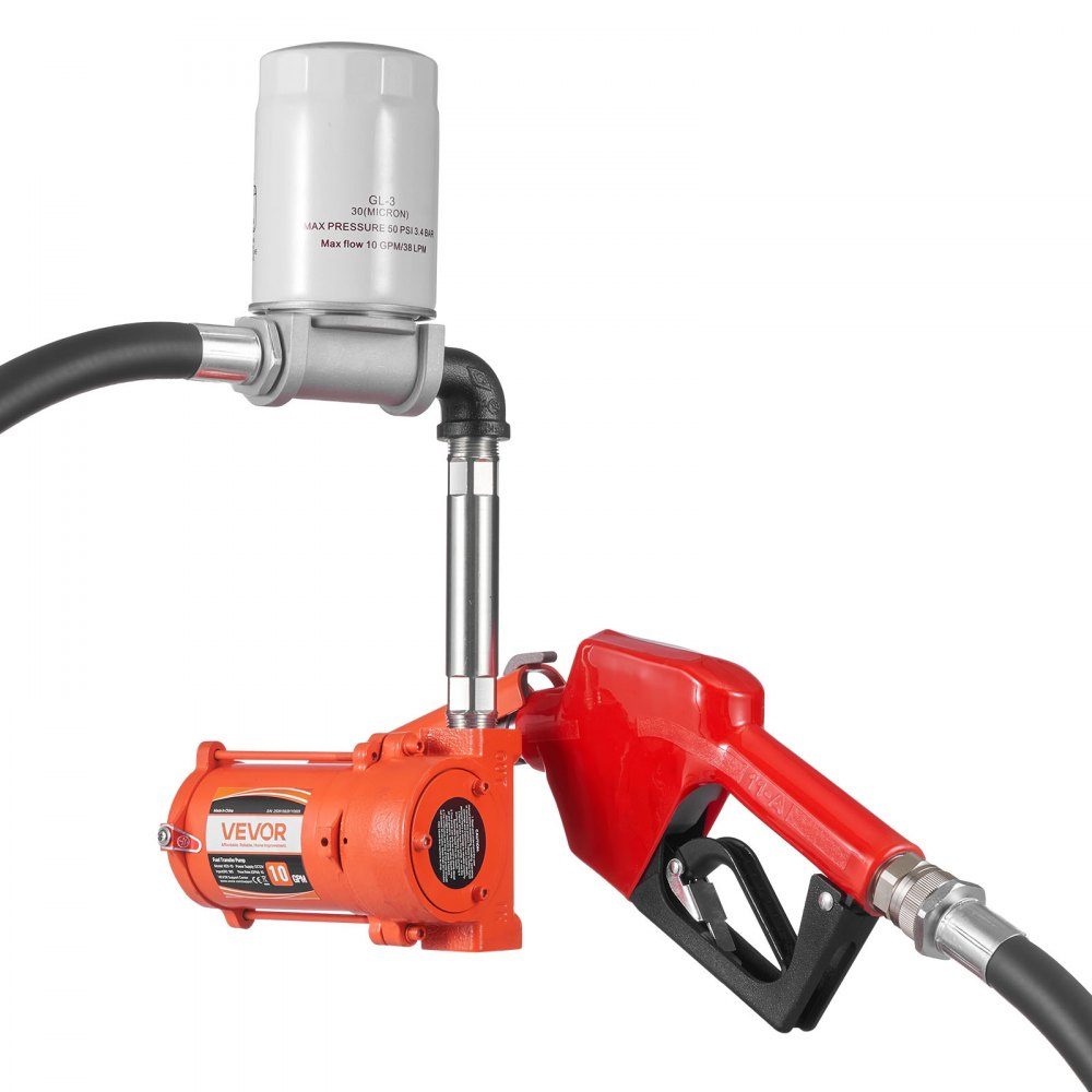 Kraftstoffpumpe, 12 V DC, 37 l/min, Dieselpumpen-Set mit automatischer Abschaltdüse, Förderschlauch, Überhitzungsschutz, Stromkabel, explosionsgeschützt, für Benzin, Diesel und Kerosin