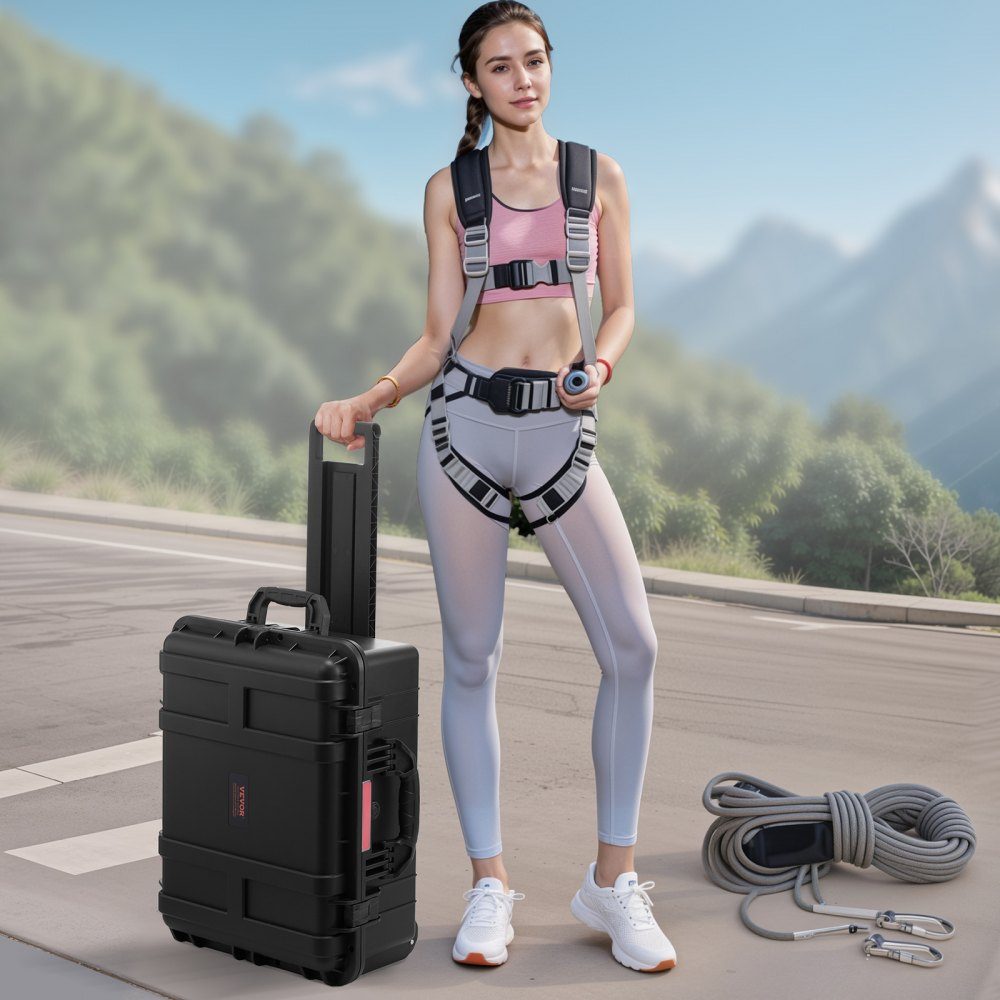 2.5 Cubic Feet Hard Shell Suitcase, Hard Shell Trolley Suitcase with Wheels and Extendable Pull Handle, Waterproof IP67-Schutzkoffer with 4 Clips, 4 Padlock Holes and Foam Insert