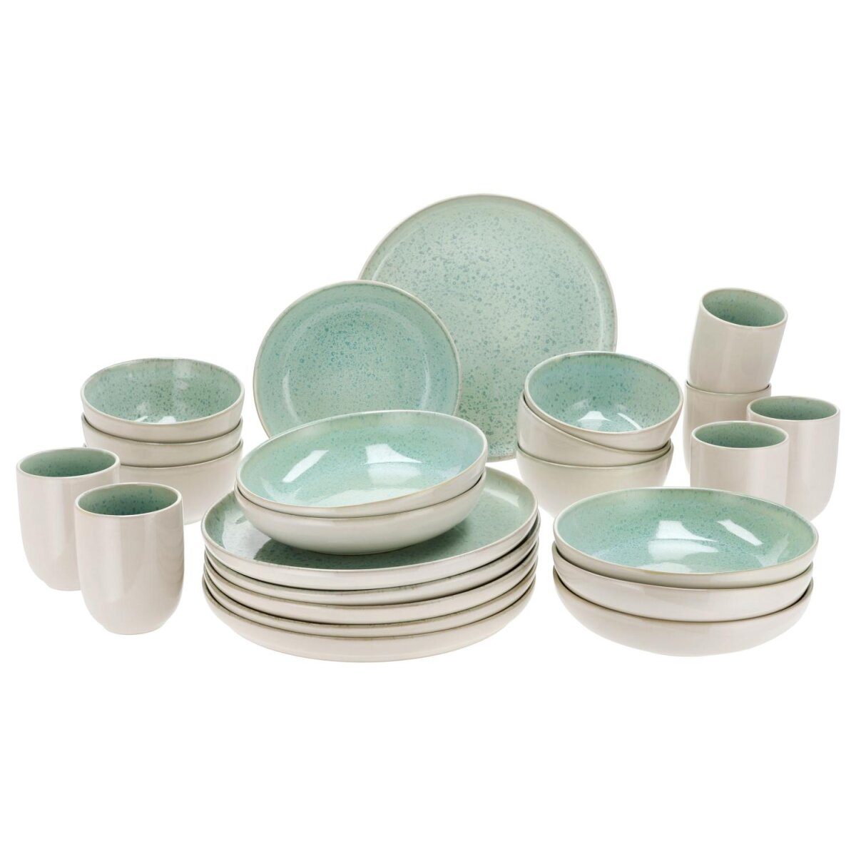 SILVERCREST® “Porto” tableware set, 24 pieces (green)