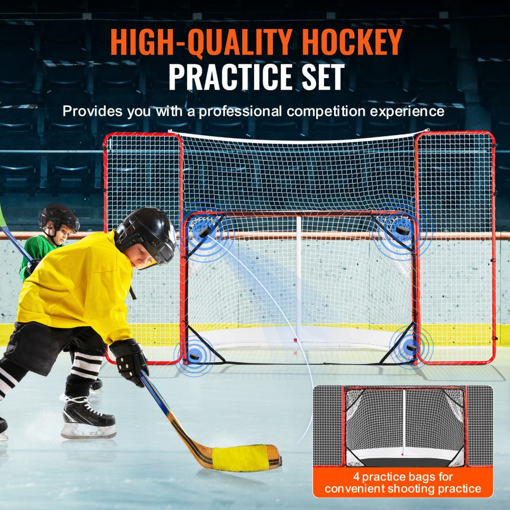 Hockey Goal Street Hockey Net with Backstop and Goals, Street Hockey Goal Hockey Net, 310x183cm Pro Hockey Training Goal Set, Portable Indoor Outdoor Hockey Goal with Net, White/Red, Training Hockey Goal Street Hockey Net with Backstop and Goals, Street Hockey Goal Hockey Net, 310x183cm Pro Hockey Training Goal Set, Portable Indoor Outdoor Hockey Goal with Net, White/Red, Training