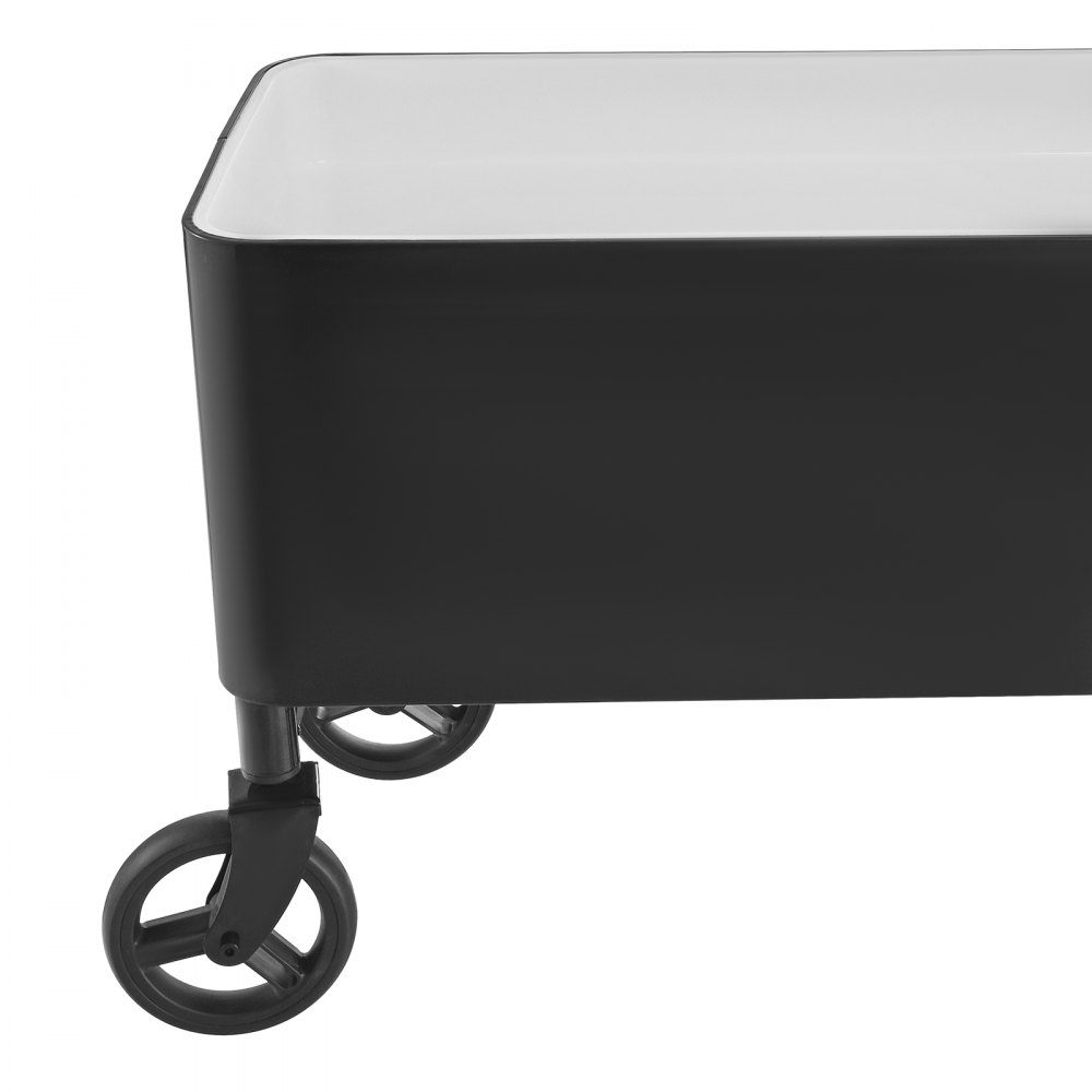 Kühlwagen Getränkewagen 75,71 L bis zu 50 Flaschen/110 Dosen, Beistellwagen für Terrassenpartys und Bars mit Cor-Teleskopgriff & Flaschenöffner & Kronkorkensammler, Getränkekühler schwarz