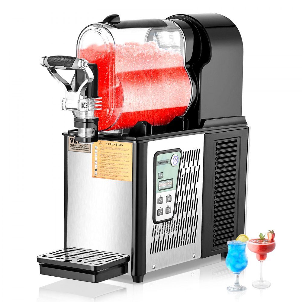 Kommerzielle Slush-Eismaschine, 3 l, Einzeltankmaschine für gefrorene Getränke, 12 Tassen, Edelstahl, Slush-Eismaschine mit Tastatur, Softeismaschine für Partys, Restaurants, Cafés, Bars, Schwarz