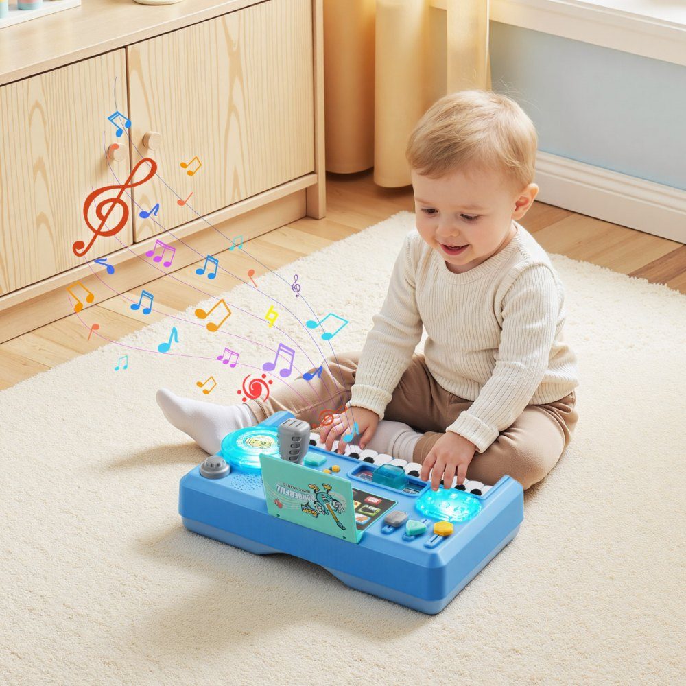Table d'activité, table musicale avec 133 sources sonores, fonction d'enregistrement et platine DJ LED, table d'apprentissage pour enfants, table de jeu interactive pour anniversaires, cadeau pour enfants de 6 mois et plus