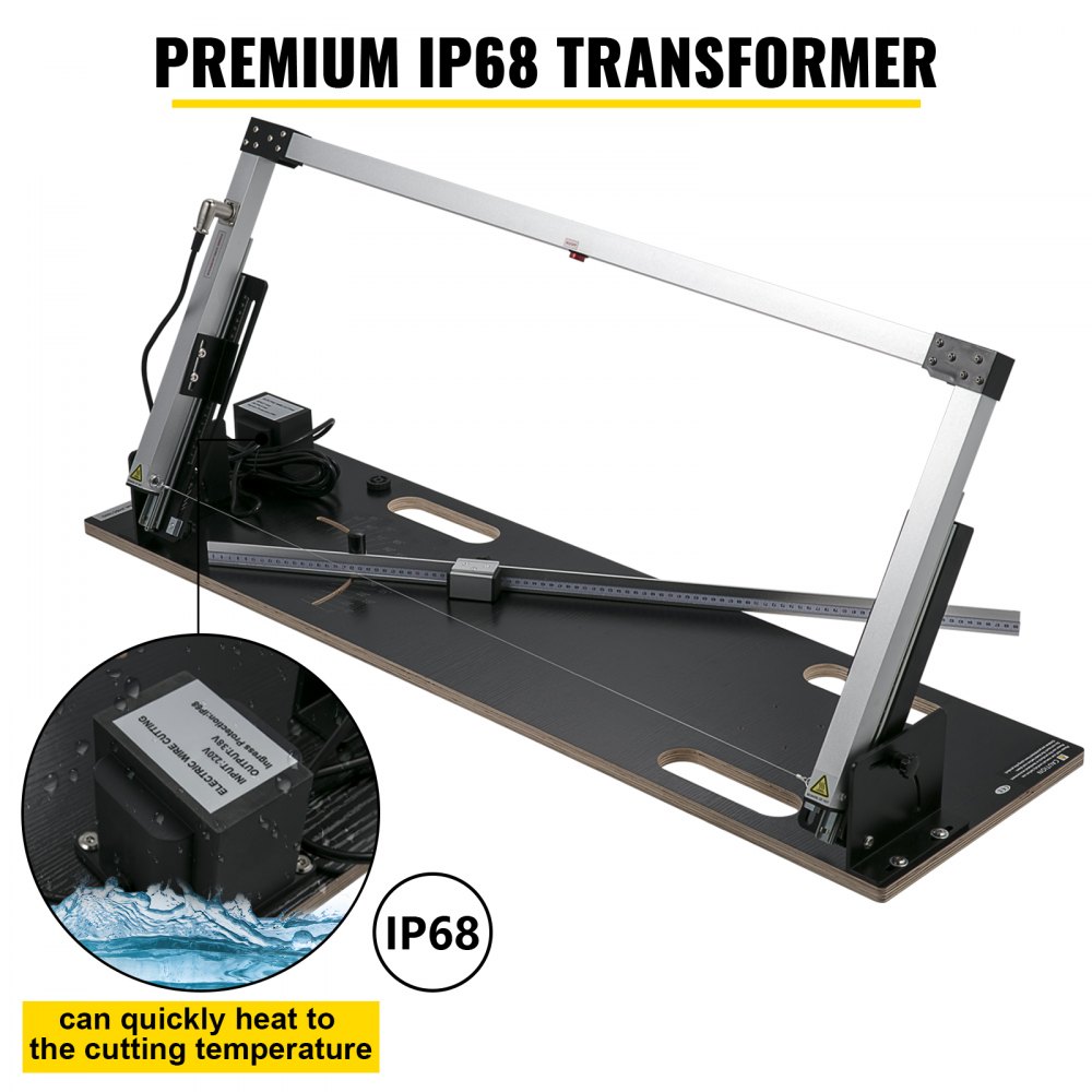 Piepschuimsnijder, 200 W schuimsnijder van aluminiumlegering, 360 ℃ piepschuimsnijder van nikkelchroomlegering, 38 V uitgangsspanning, snijdikte 420 mm. Groefmachine voor professionals of doe-het-zelvers