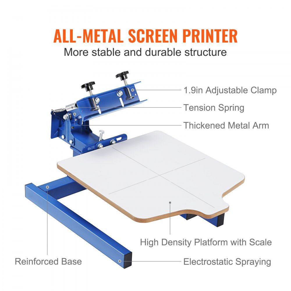 Screen Printing Press T-Shirt Screen Printing Machine 1 Color + 1 Station, T-Shirt Press, Heat Press for DIY, Printer for Textile Printing, Clothing, Pillowcases, Luggage, etc