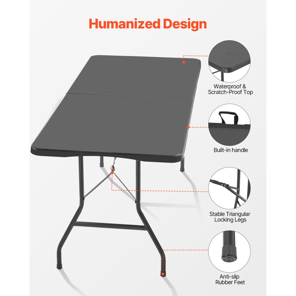 Table Pliante Buffet Table Portable Multifonction 180 cm, Table rectangulaire en Plastique (pour 4-6 Personnes) avec poignée intégrée, Table de Jardin Table de Camping pour fêtes Pique-Nique Camping, Noir Table Pliante Buffet Table Portable Multifonction 180 cm, Table rectangulaire en Plastique (pour 4-6 Personnes) avec poignée intégrée, Table de Jardin Table de Camping pour fêtes Pique-Nique Camping, Noir