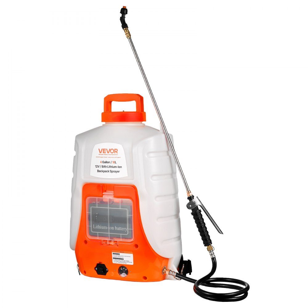 Accudruksproeier 15L rugzaksproeier 8Ah lithium-ion accudruksproeier 90PSI kunstmestsproeier 4,1L/min tuinsproeier met schouderbanden plantensproeier tuinbesproeiing desinfectie wasstraat