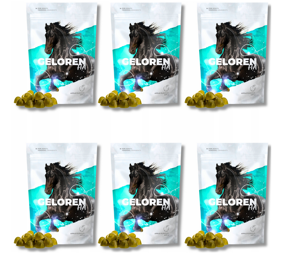 Geloren Horse HA Apfel für Pferde Kollagengelees 6 x (60 Stück, 450 g)