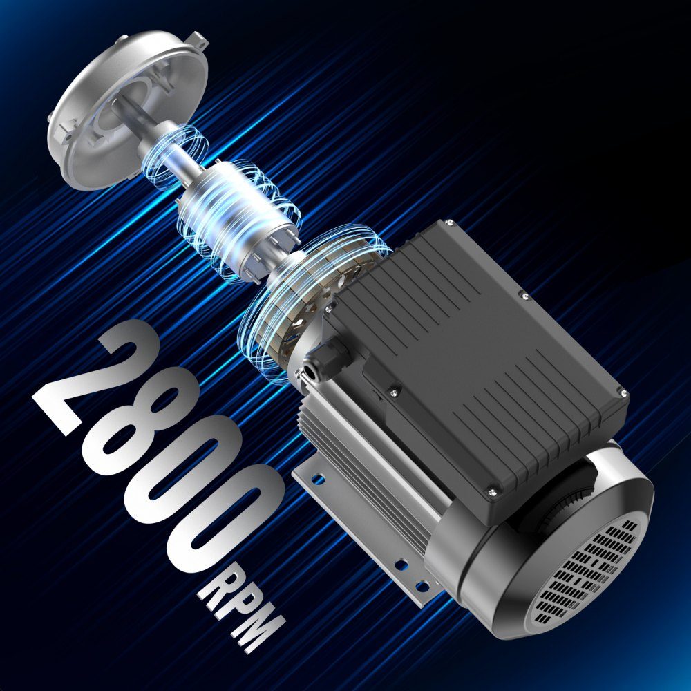 2,2 kW Elektromotor, 2800 U/min, AC 220–240 V, 13,8 A, 90 l, B3-Rahmen, Luftkompressormotor, einphasig, 24 mm Keilwelle, Rechts-/Linksdrehung, für landwirtschaftliche Maschinen und allgemeine Geräte