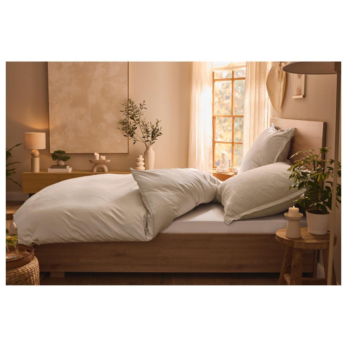 LIVARNO linge de lit maison, en satin lyocell, 240 x 220 cm, beige
