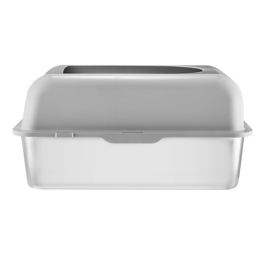 Litter Box 6" Deep XL Extra Large Stainless Steel Litter Box with Scoop Wide Filter Base and High Sides Closed Odor Free Easy Clean Litter Box Suitable for Large Cats