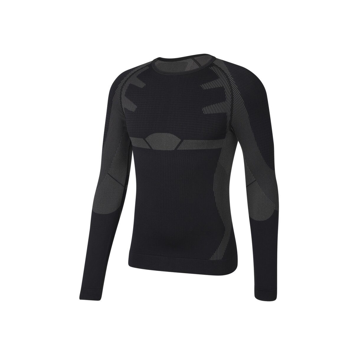 CRIVIT Maillot de corps fonctionnel pour hommes, manches longues, sans couture (noir/gris, L (52/54))