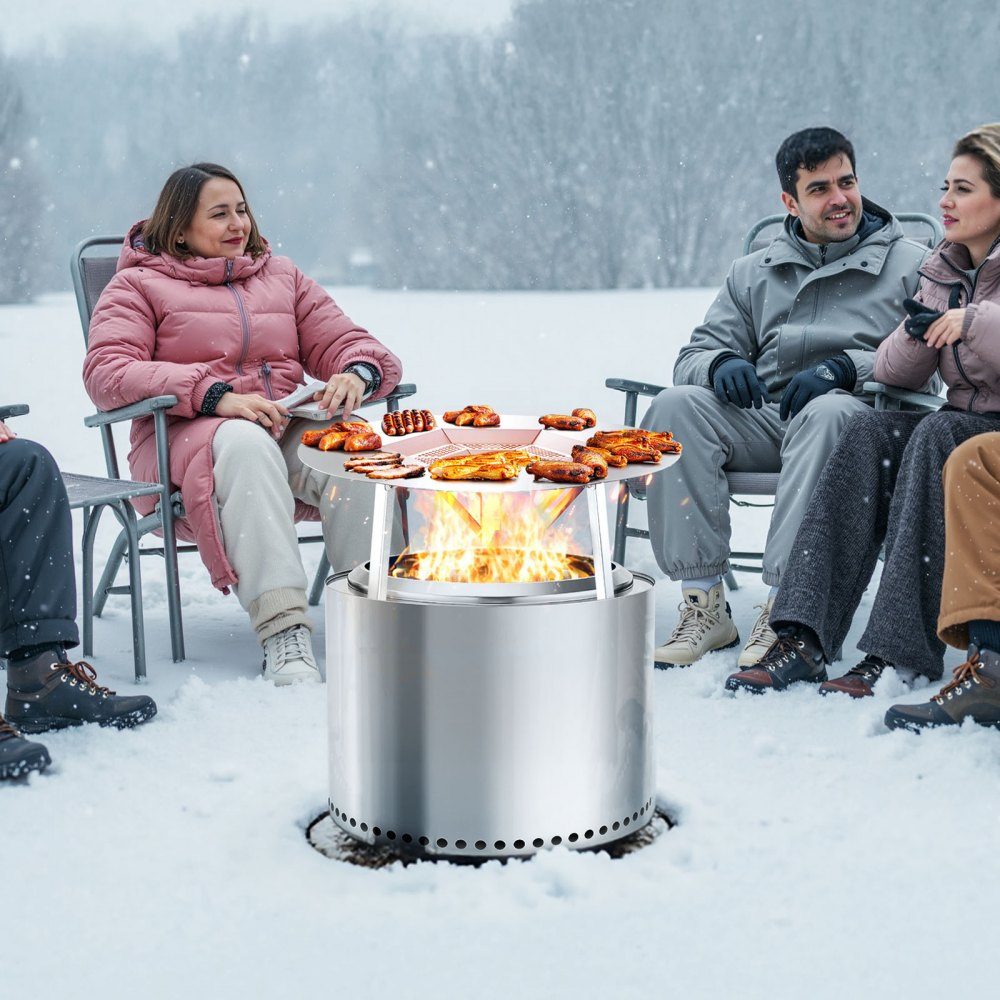 Diffuseur de chaleur pour bol à feu φ 635 x 254 mm Protecteur thermique rond pour foyer à bois Diffuseur de chaleur en acier inoxydable 304 Couvercle de brûleur amovible Accessoires de camping