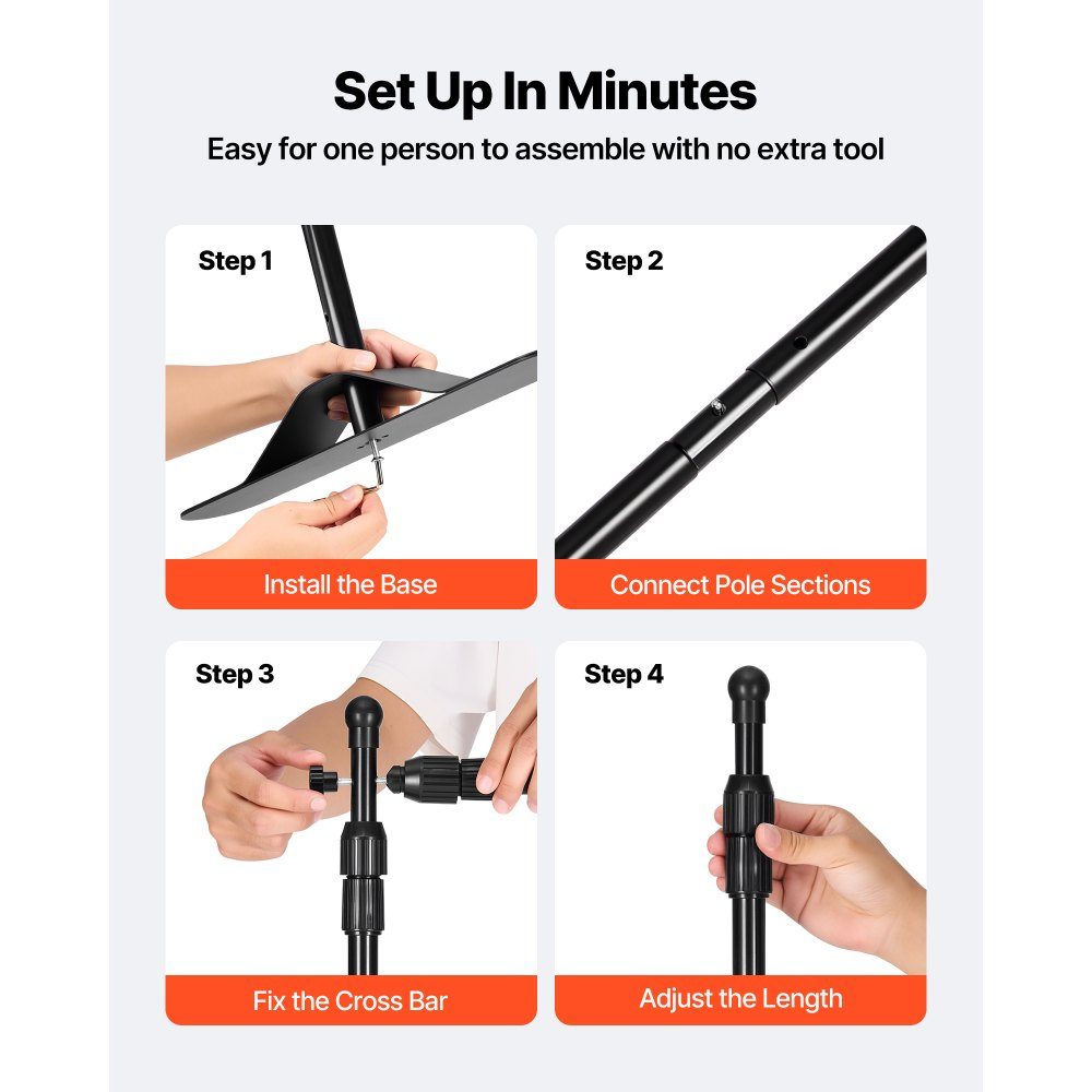 Telescopic tube backdrop stand DM-ABS, telescopic backdrop system, adjustable to 20x20cm or 20x25cm, aluminum material backdrop stand for holiday events