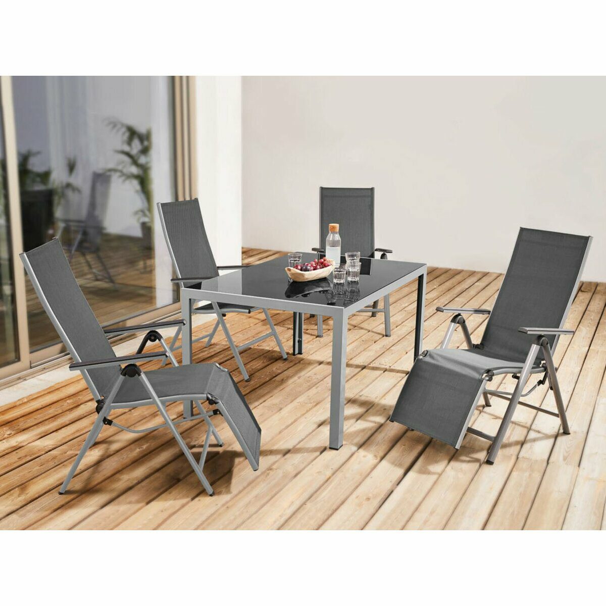 Garden table aluminium, grey, reversible table top
