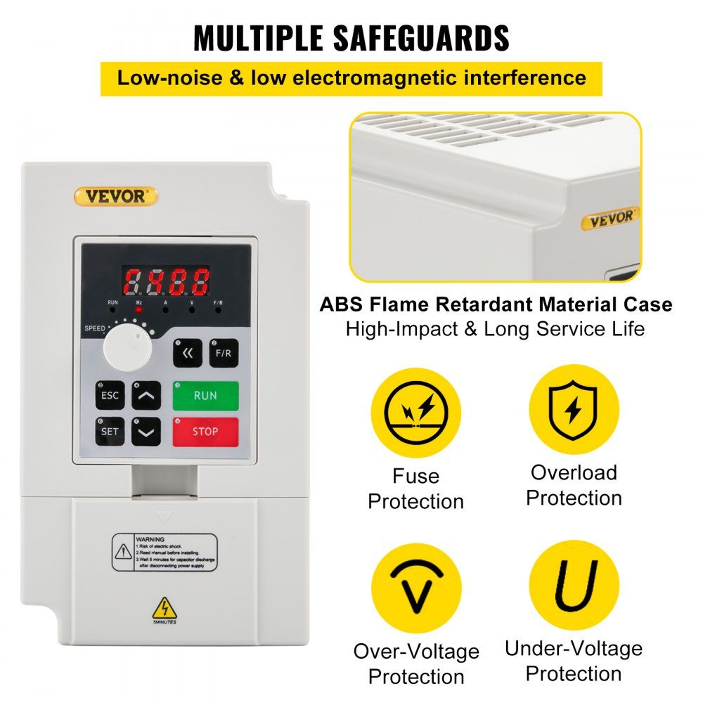 Variable Frequency Inverter 220V 3KW 4HP Variable Inverter VFD Speed ​​Controller CNC Inverter -5~40°C Vibration <0.5G Input/Output Current 0-14A Input 1 or 3 Phase VFD Converter