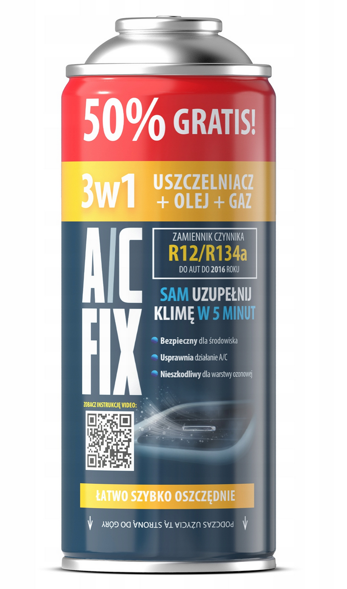 A/C FIX AC FIX R134A GAZ OLEJ USZCZELNIACZ 3W1 CZYNNIK CHŁODNICZY KLIMATYZACJI 235G – Nr kat. HT-47689