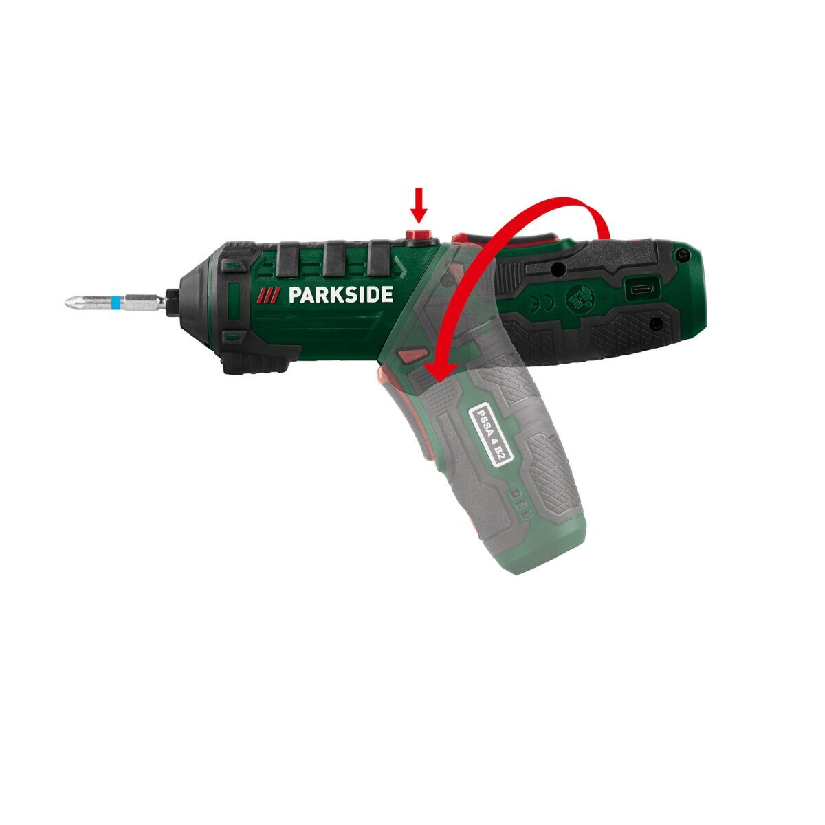 PARKSIDE® 4 V cordless screwdriver »PSSA 4 B2«, rotating handle