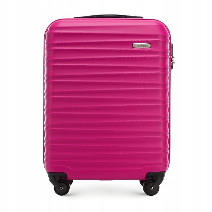 Valise premium valise de voyage valise de bord avec baleines plastique ABS 34l rose