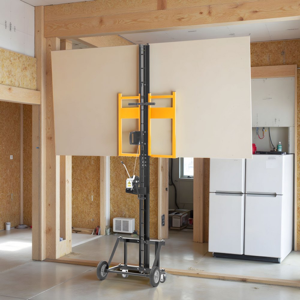 Trockenbaulift, 68 kg Plattenheber für Decken- und Wandmontage, Trockenbau für eine Person, 1219 x 4878 mm max. Vertikaler Plattenheber mit Rädern, einfacher Transport (Gelb) Trockenbaulift, 68 kg Plattenheber für Decken- und Wandmontage, Trockenbau für eine Person, 1219 x 4878 mm max. Vertikaler Plattenheber mit Rädern, einfacher Transport (Gelb)