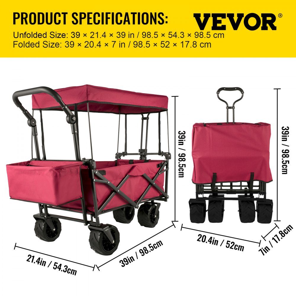Camion Pliable Camion Pliant Noir Toit Amovible Camion Pliant en Tissu Oxford 600D Grande Roue Camion Pliant Portable Poignée réglable Convient pour Les Sports de Jardin de Plage